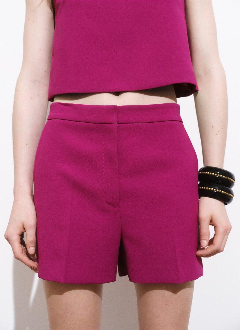 Straight Mid-Rise Tailored Shorts with Concealed Fastening - Image 1
