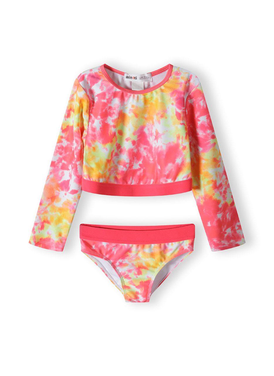 Girls Coral Tie Dye Long Sleeve Swim Set - Image 1