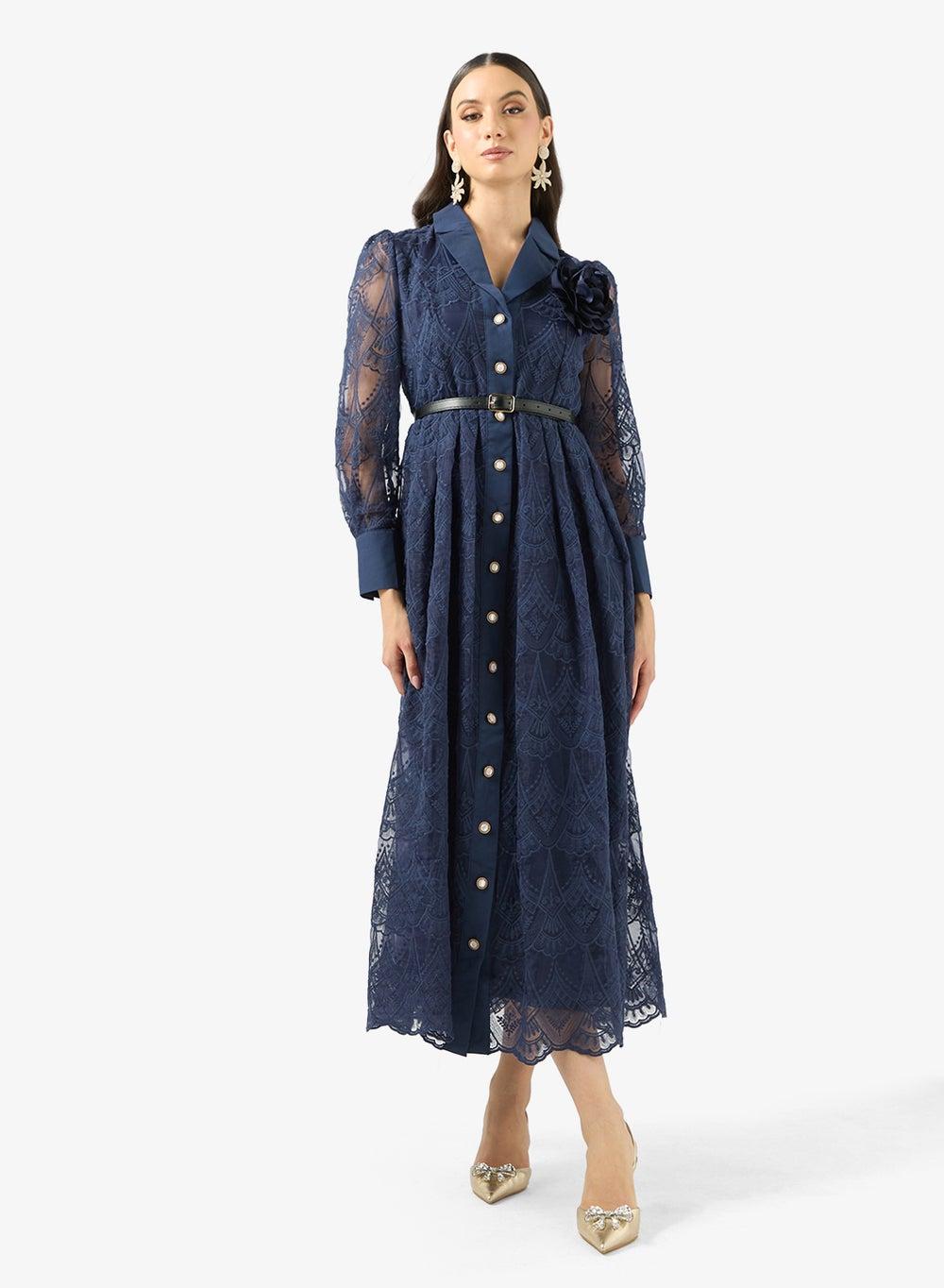 Lace A-Line Midi Dress – Elegant Feminine Silhouette - Image 1