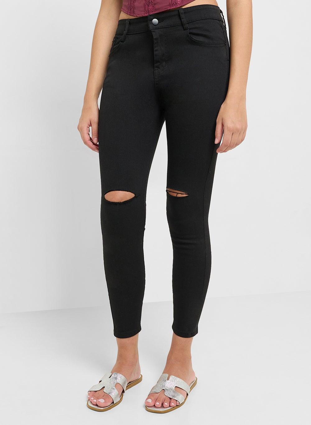 High Rise Distressed Skinny Jeans - Image 1