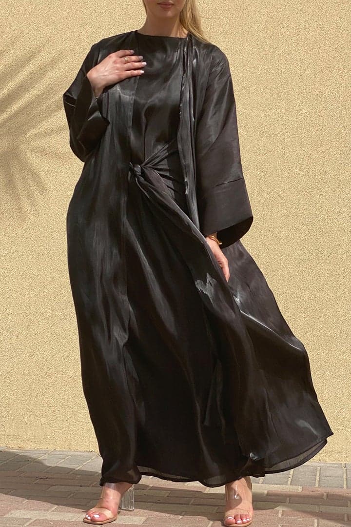3-Piece Shimmer Abaya Set – Elegant Modest Ensemble - Image 1