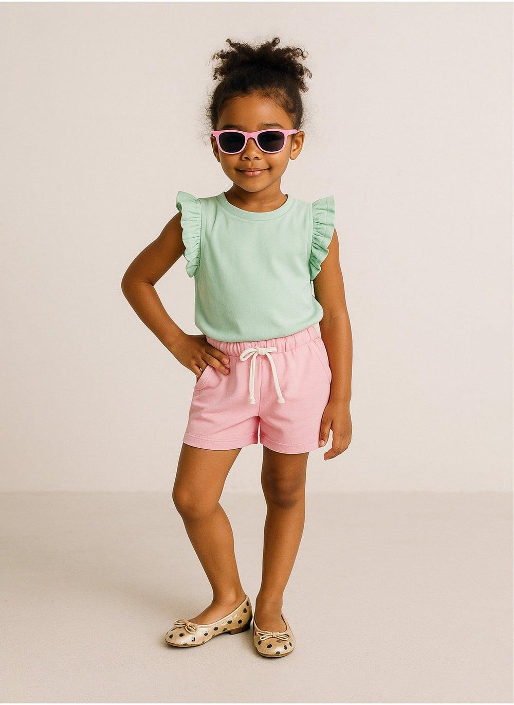 Girls Ribbed Lettuce Edge T-Shirt Mint - Image 1