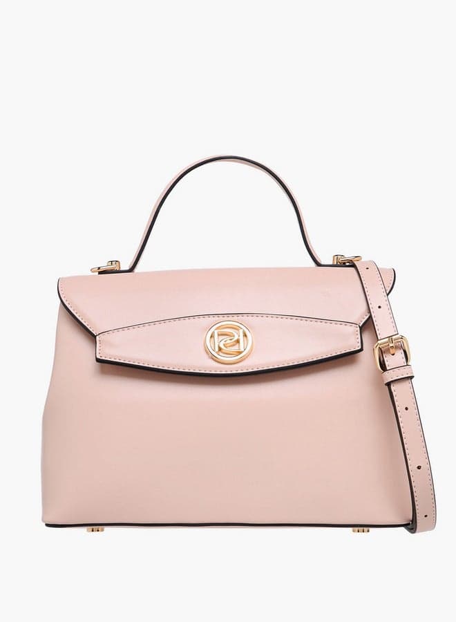 Structured PU Leather Satchel with Button Closure - Image 1