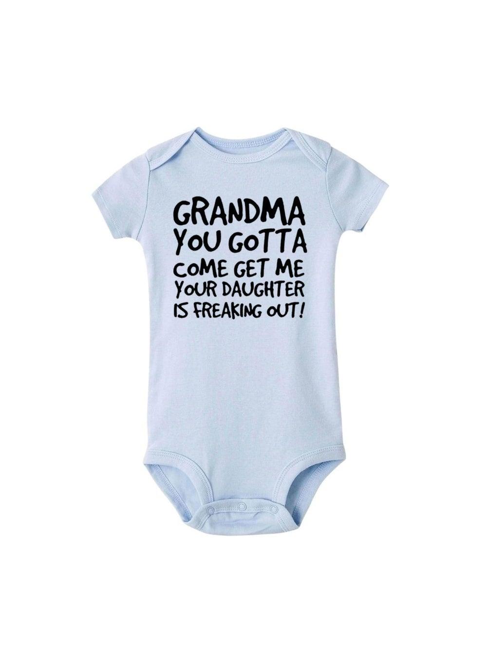Grandma You Come Get Me Funny Baby Romper - Image 1