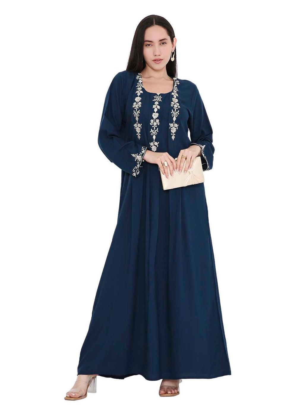 Vibrant Thread Embroidery Farasha Jalabiya Dress - Image 1