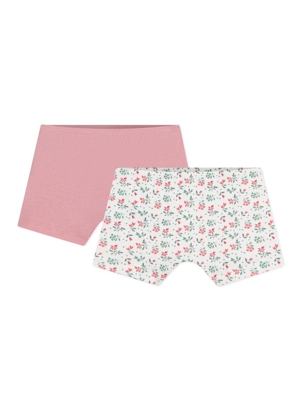 Girls Floral Cotton Long Shorties 2-Pack - Image 1