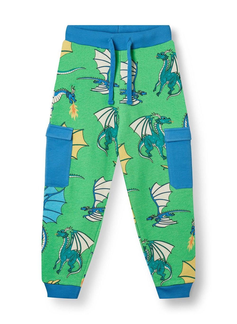 Organic Cotton Dragon Print Kids Cargo Pants - Image 1