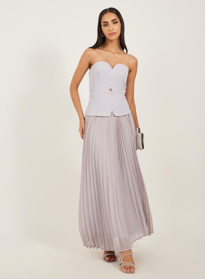 Pleated Strapless Maxi Dress in Soft Lavender - Image 1