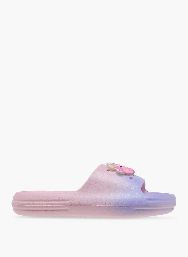 Girls Aqua Jibbitz Accent Slip-On Slides - Image 1