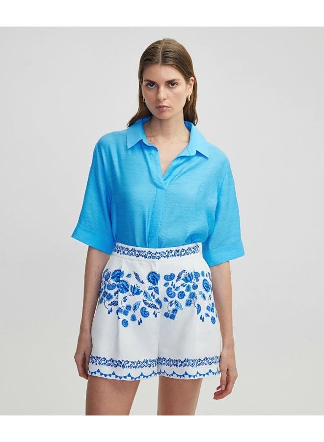 Regular Fit Floral Print Pleated Shorts - Image 1