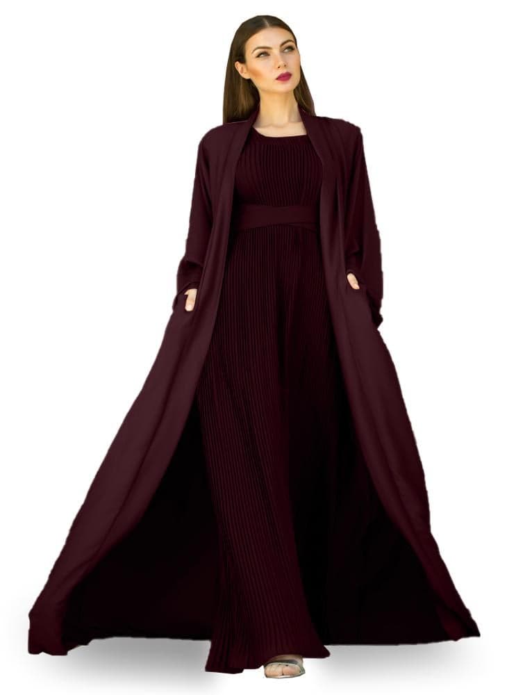 Luxury Open Abaya 602C21 with Inner Dress Set - Image 1