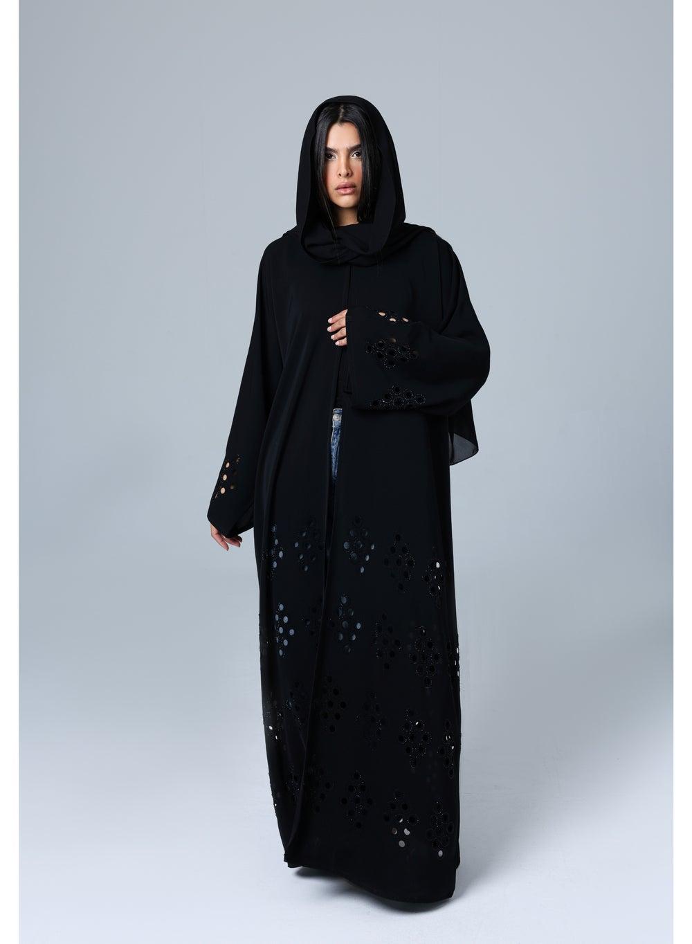 Crystal Filigree Embroidered Abaya Elegance - Image 1