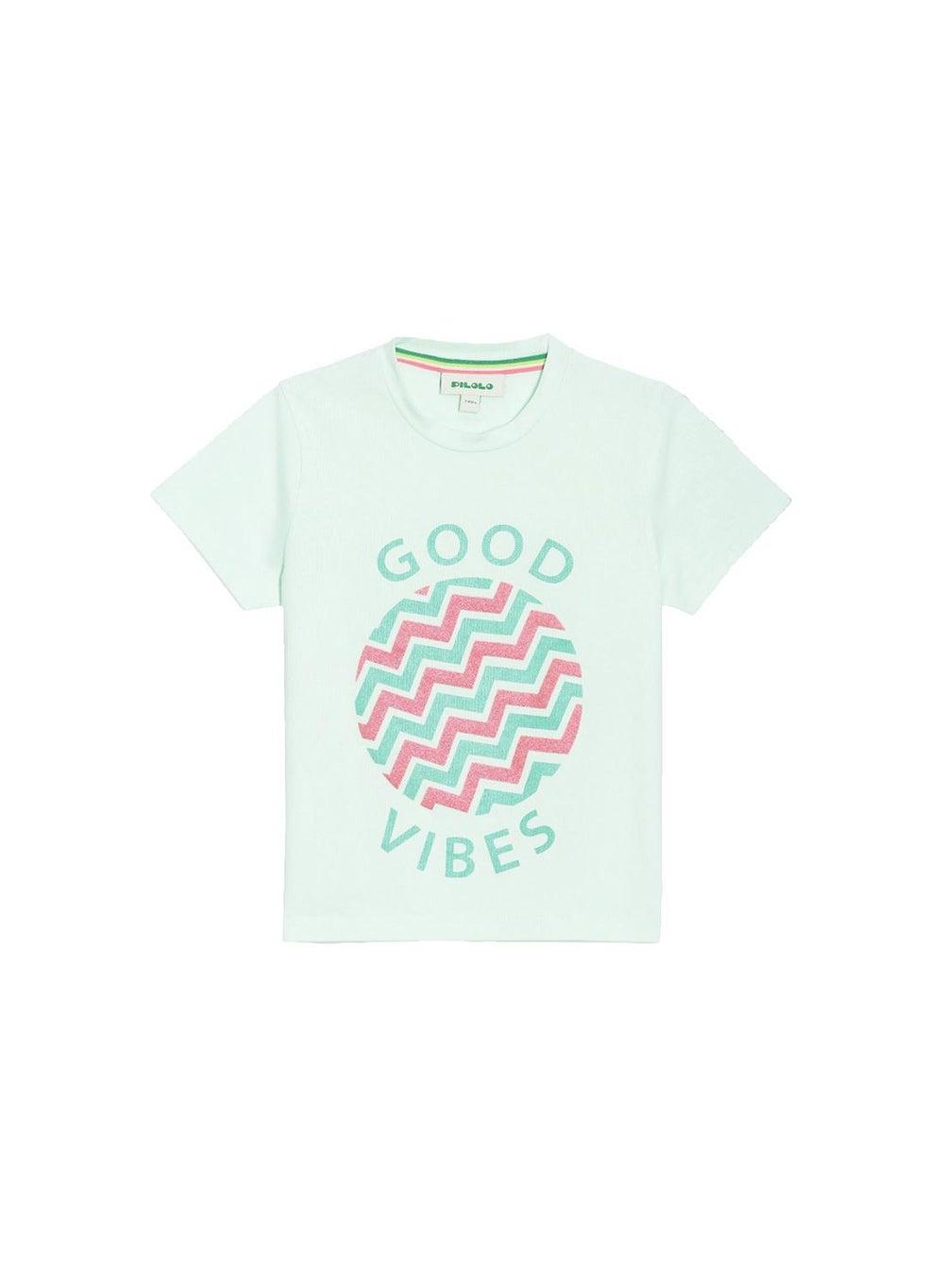 Good Vibes Ric-Rac Lace Girls Tee - Image 1