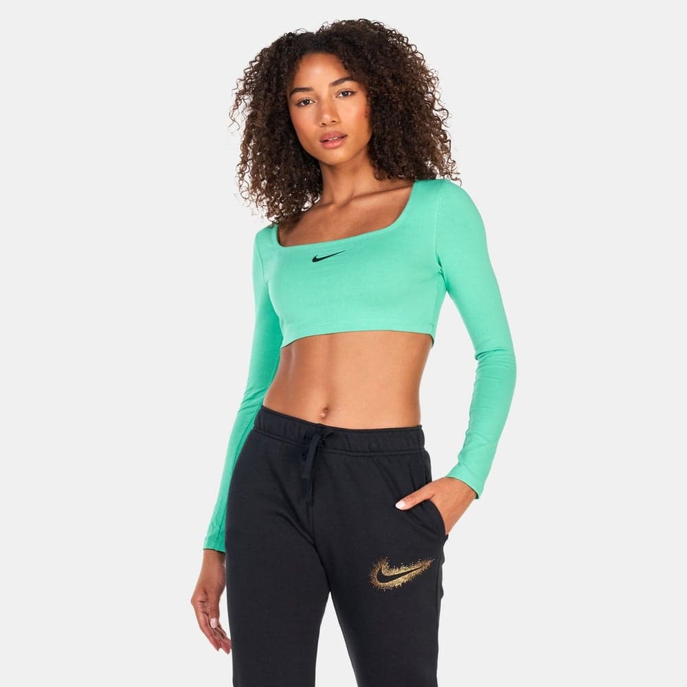 Women’s Stretch Crop Sports Tee with Graphic Swoosh - Image 1