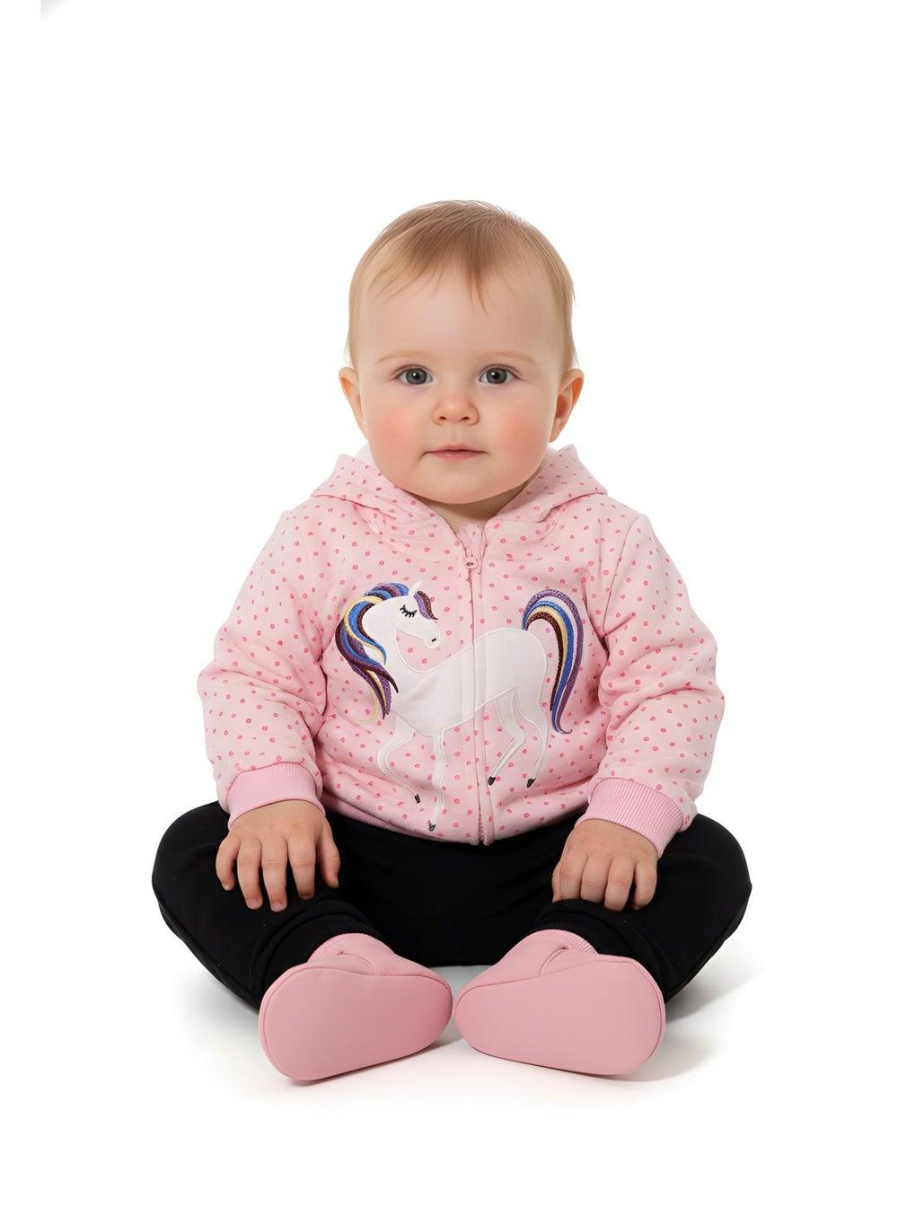 Bambimici Unicorn Print Hoodie – Pink Cotton Set - Image 1