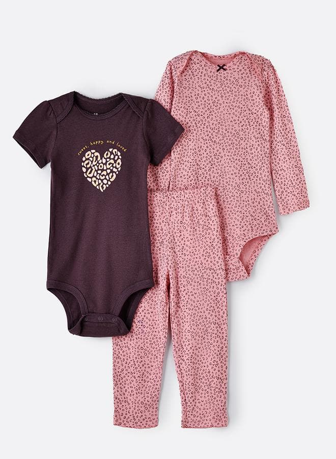Happy Kitty 3-Piece Baby Bodysuit Set - Image 1