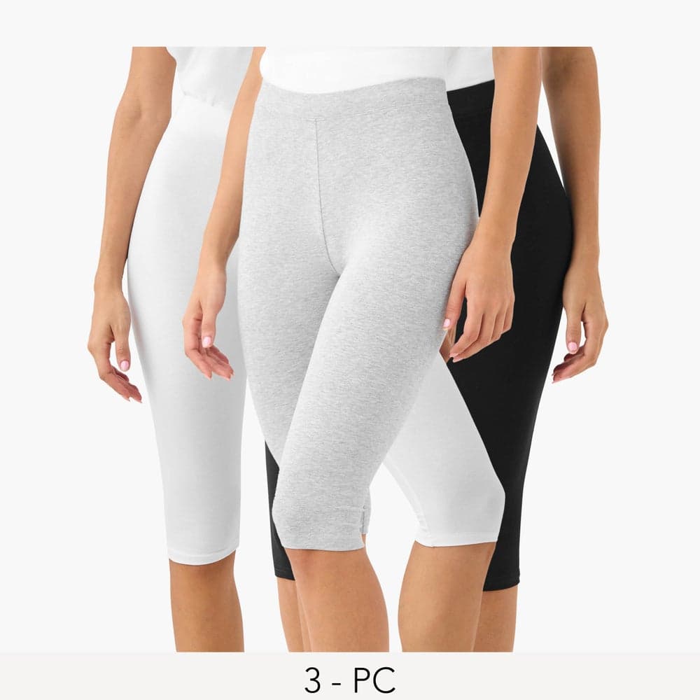 Set of 3 Women’s Knee-Length Essential Leggings - Image 1