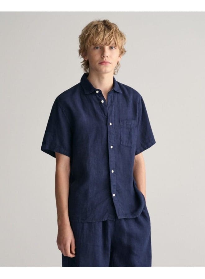 Gant Teens Linen Short Sleeve Shirt - Image 1