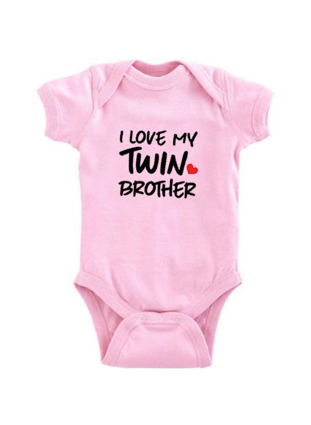 I Love My Twin Brother Sister Baby Romper T-Shirt - Image 1