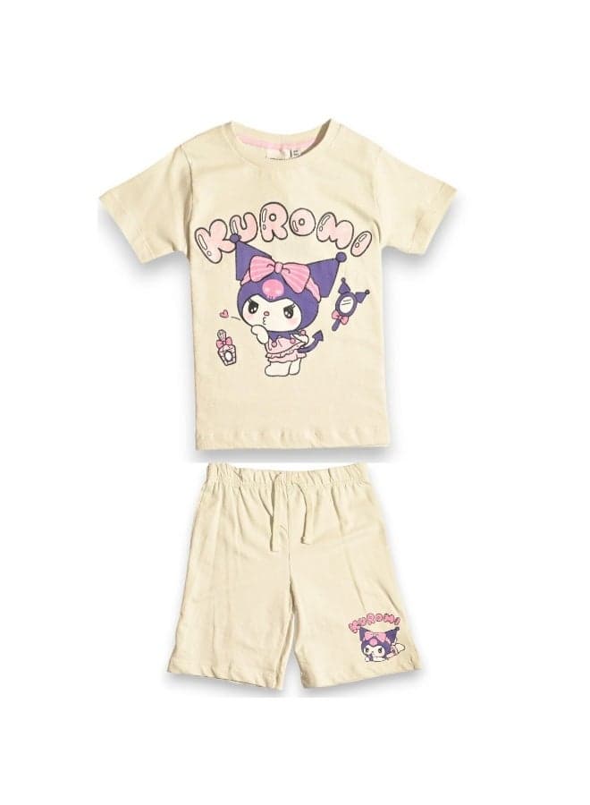 Kuromi Girls Cotton T-Shirt & Shorts Set - Image 1