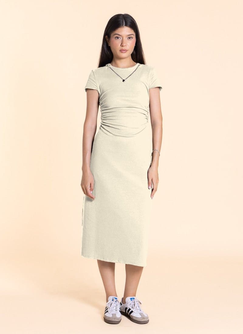 Ruched Waist Knit Midi Dress - Image 1