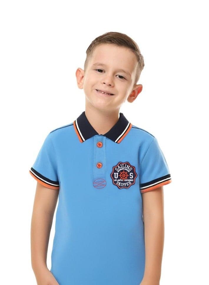 Victor & Jane Junior Boys' Blue Polo T-Shirt - Image 1