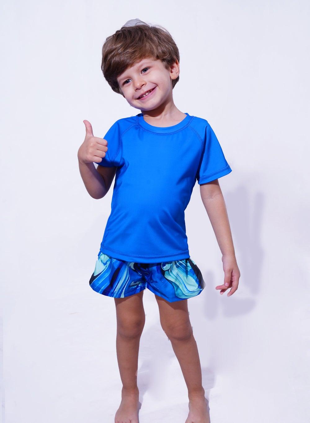 Blue Kids Rashguard Swimwear Shirt - Image 1