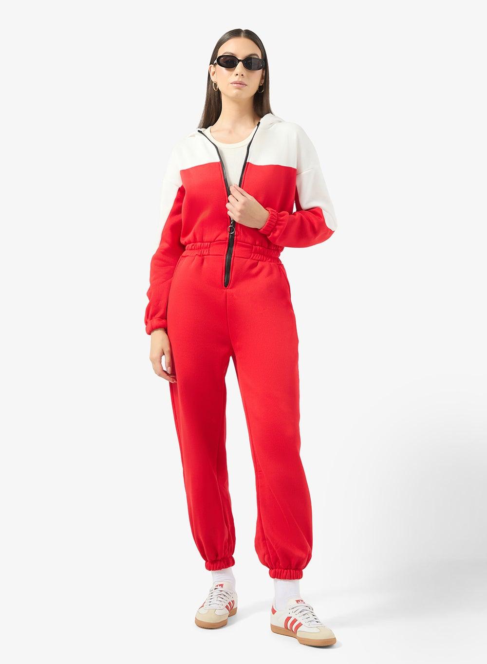 Colorblock Zip-Up Fleece Onesie Jumpsuit - Image 1