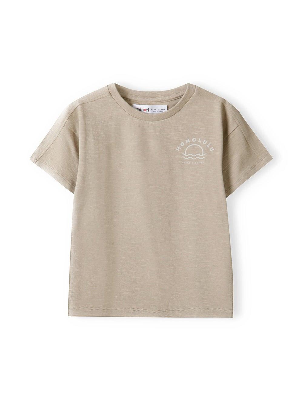 Boys Oversized Slub T-Shirt Beige Casual Fit - Image 1