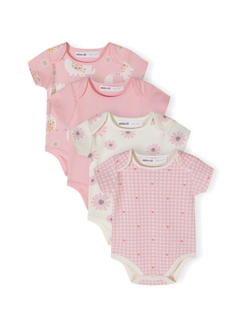 Girls Printed Short Sleeve Bodysuit Pack Light Pink - Image 1