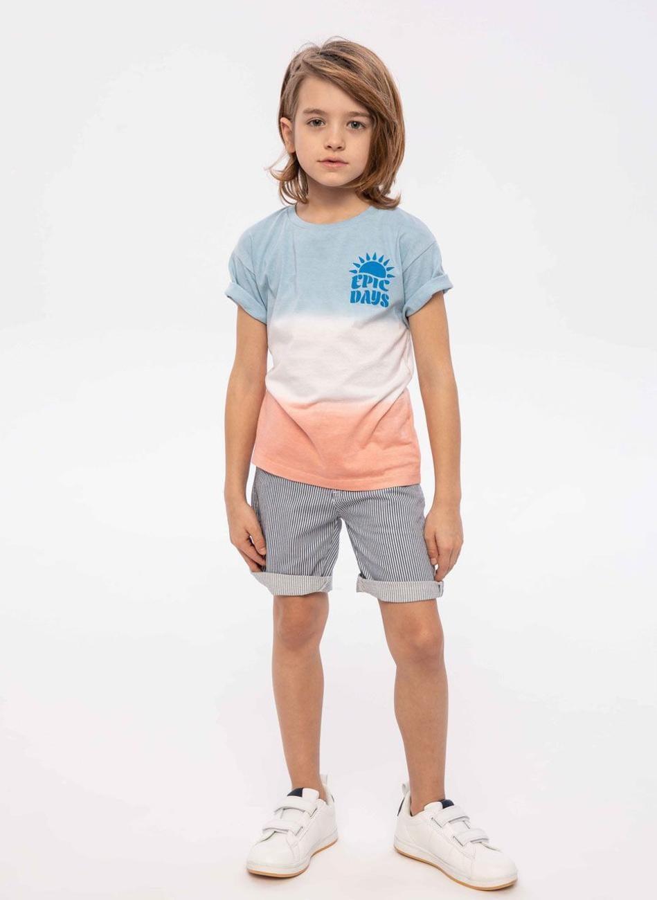 Boys Dip Dye Puff Print T-Shirt Light Blue - Image 1
