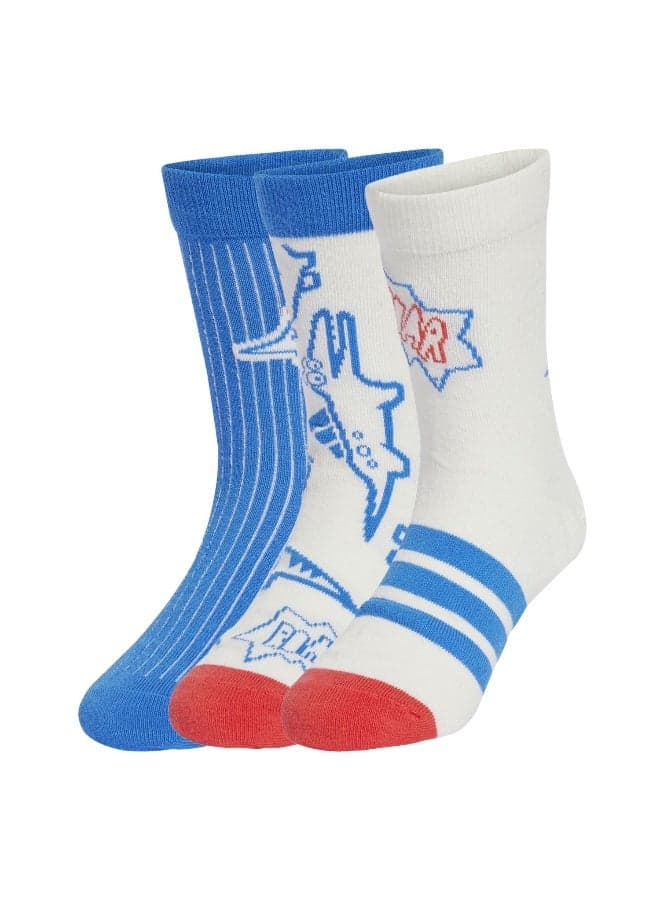 Adiraptor 3 Pairs Per Pack Kids Dinosaur Crew Socks - Image 1
