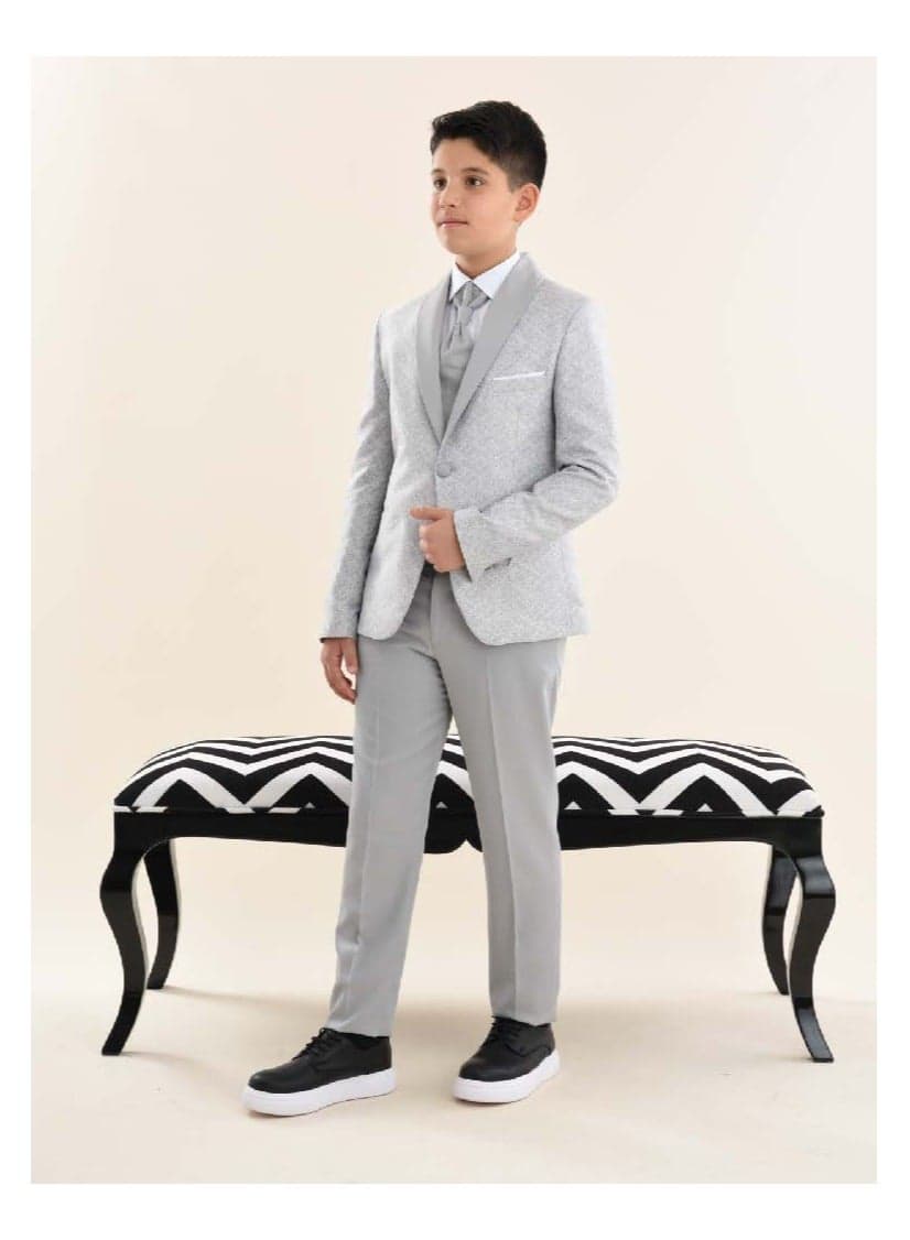 Formal Boys Gray Suit 9079 Classic Tailored Elegance - Image 1