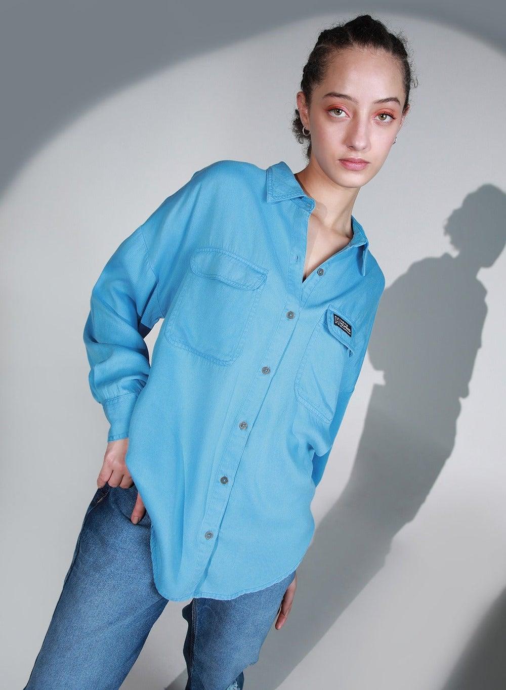 Women’s Blue Classic Shirt – Elegant Casual Workwear Fit - Image 1