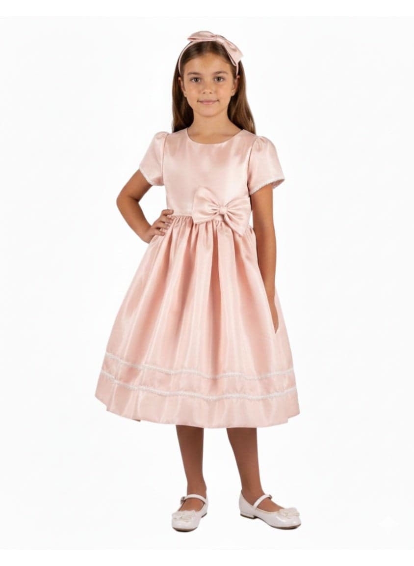 Elegant Satin Bow Party Dress - Image 1