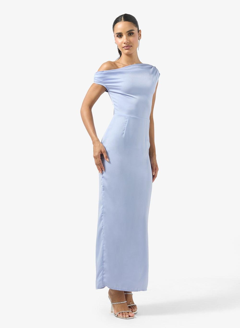 Drop Shoulder Satin Maxi Dress - Image 1