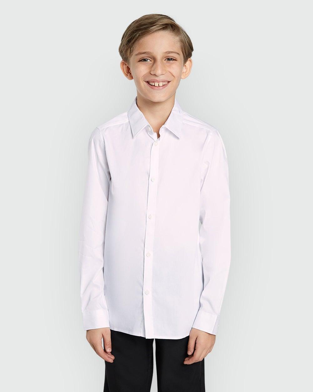 Boys Long Sleeve Shirt – Bright White Classic - Image 1