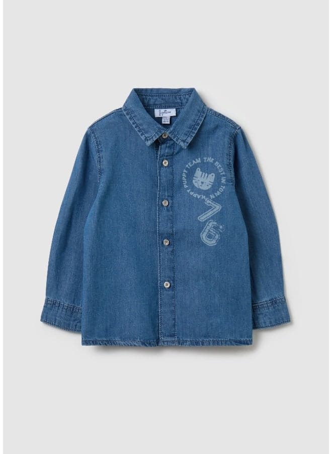 Recycled Denim Tiger Print Baby Shirt - Image 1
