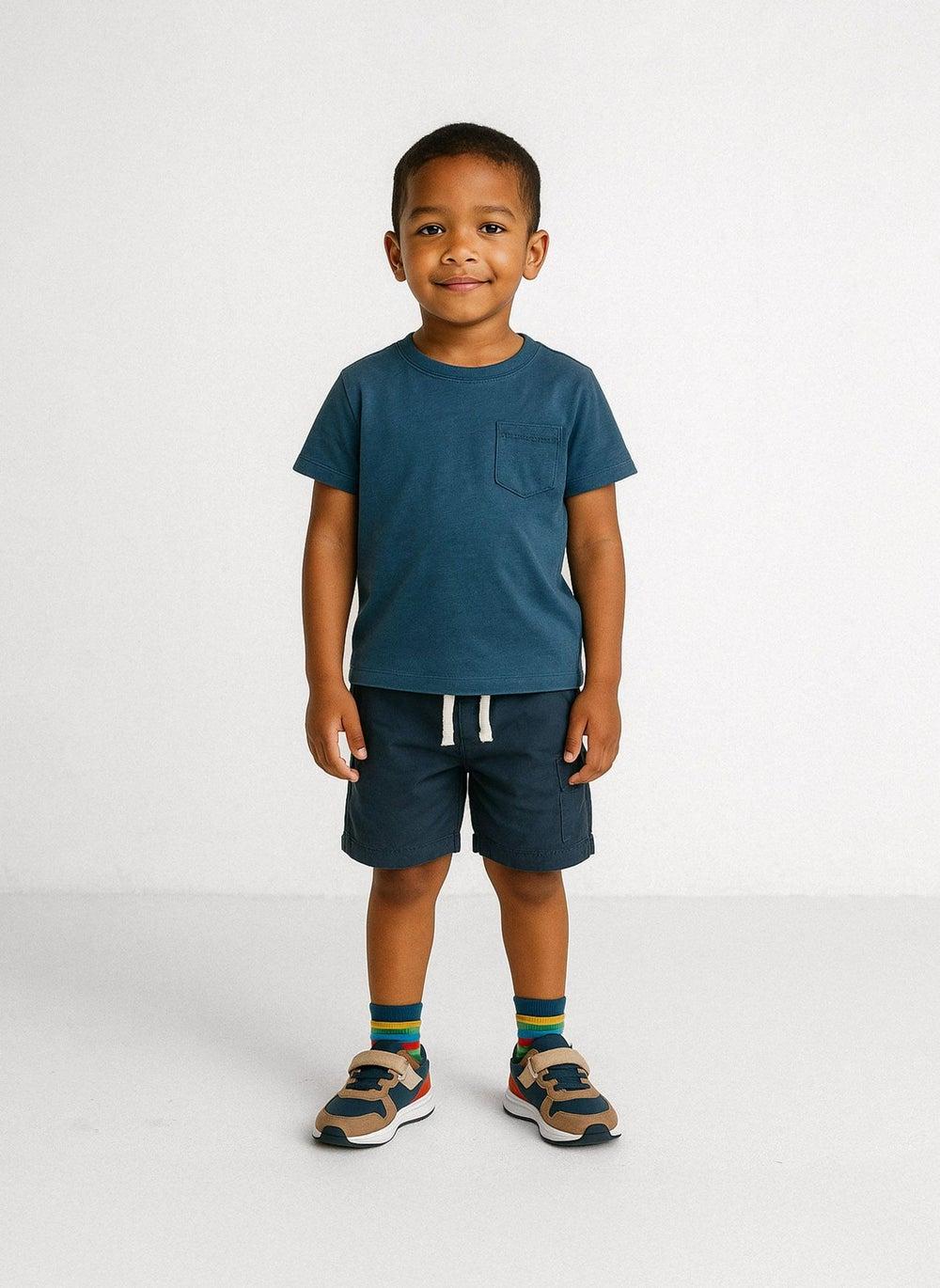 Boys Blue Loose T-Shirt with Chest Pocket - Image 1