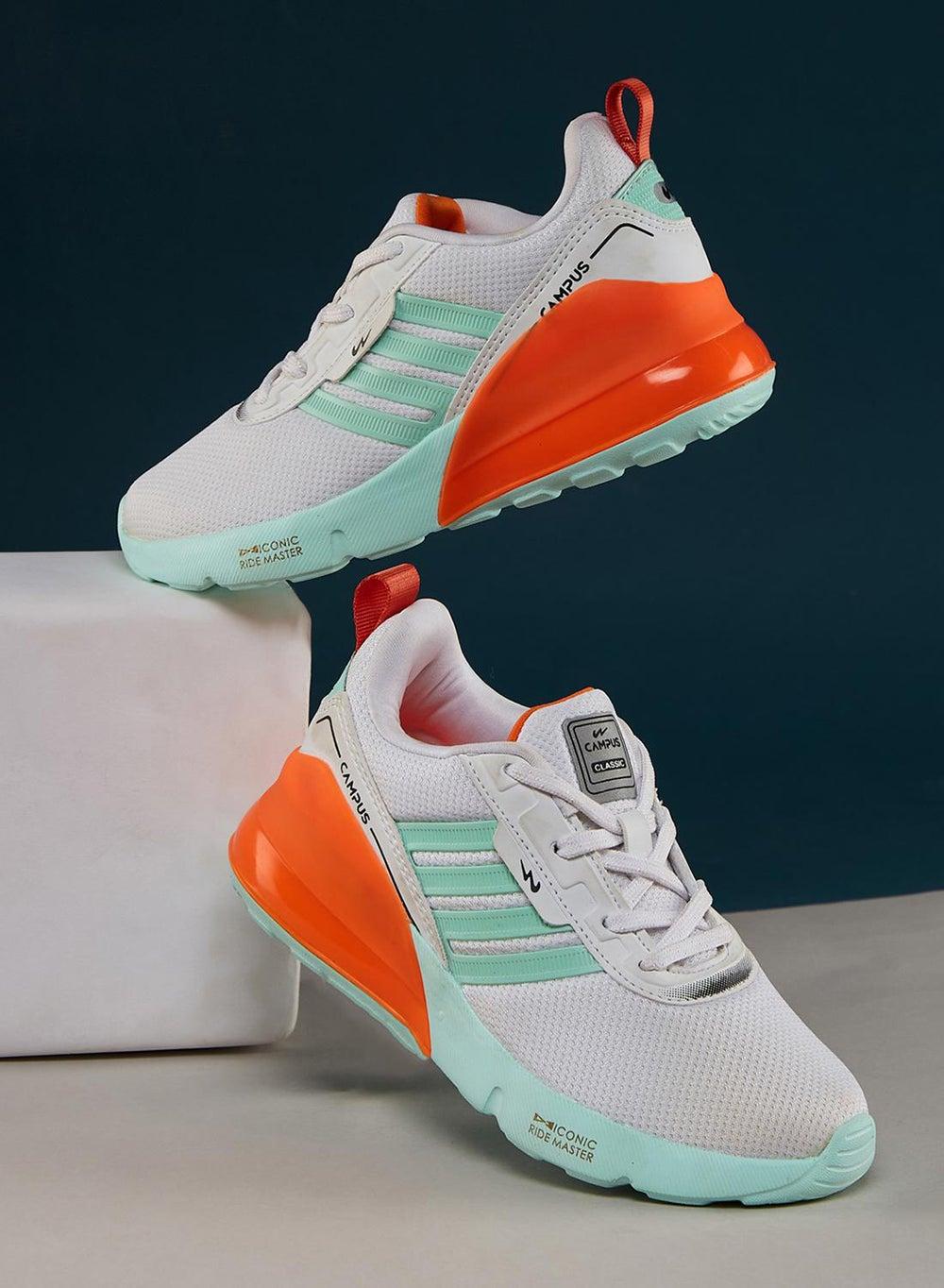 Kids White Low-Top Sneakers with Color Splash Comfort - Image 1