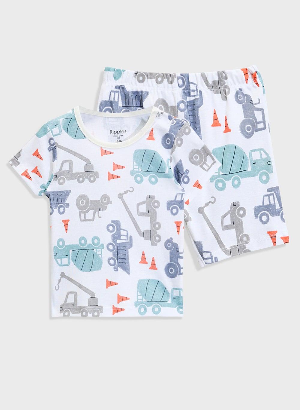 Boys 2pcs Cotton Vehicle Print Short & T-Shirt Set - Image 1