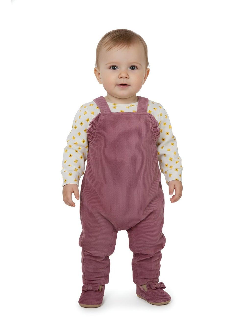 Bambimici Flower Print Bodysuit Jumper Set Dark Pink - Image 1