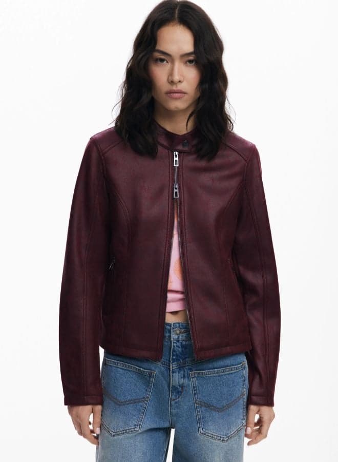 Modern Combined Faux Leather Statement Jacket - Image 1