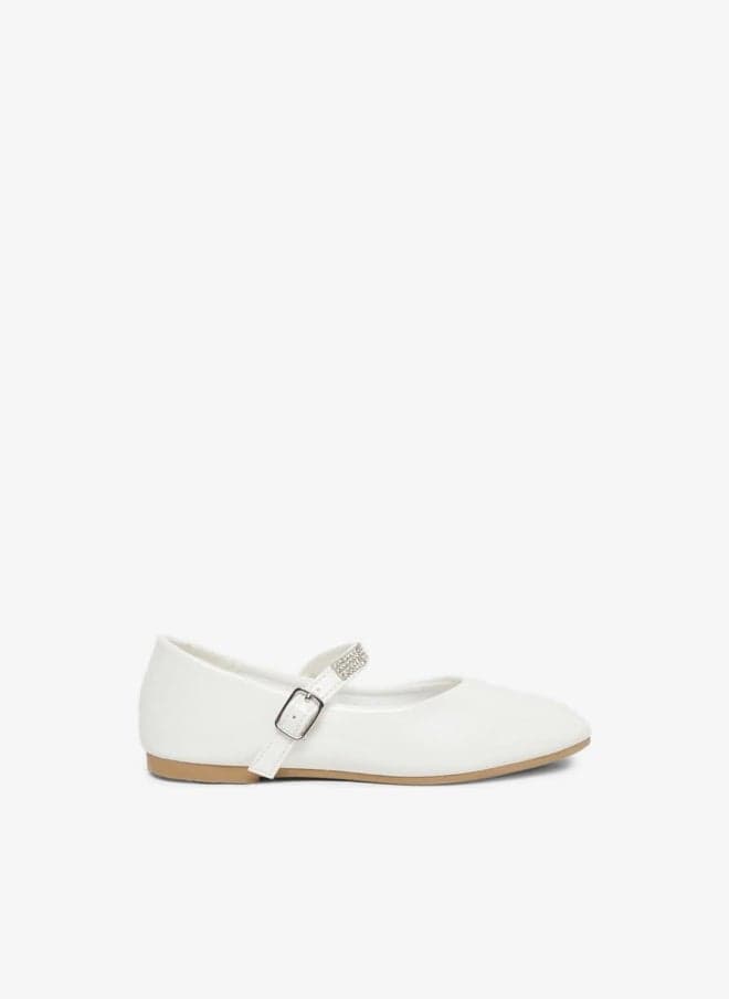 Styli Embellished Ballerinas with Buckle Closure - Image 1