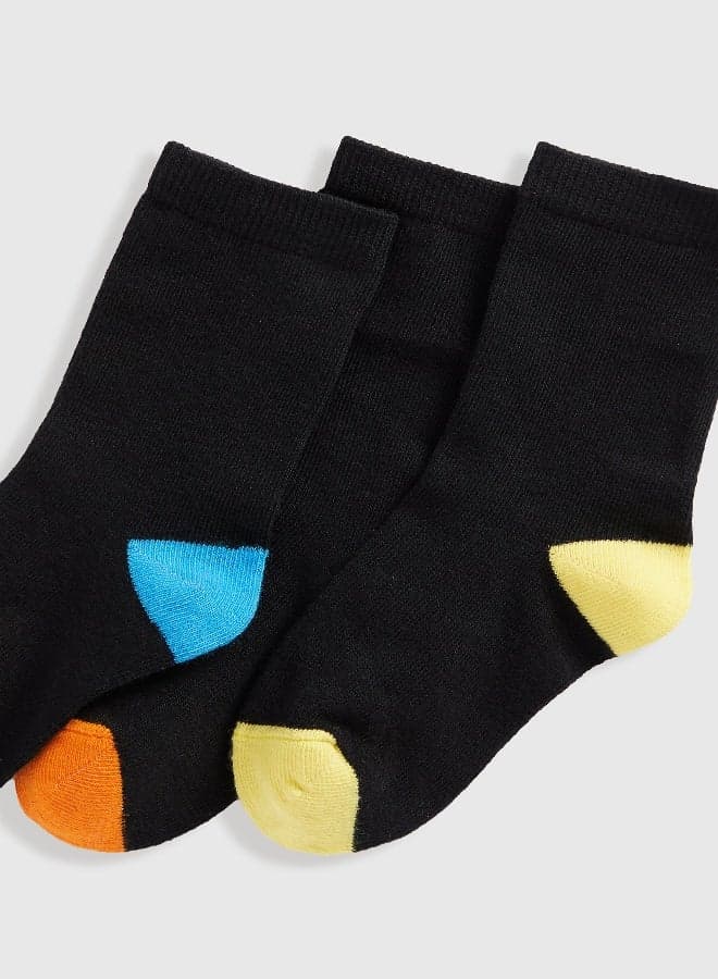 Black Colour-Block Kids Socks 5 Pack - Image 1