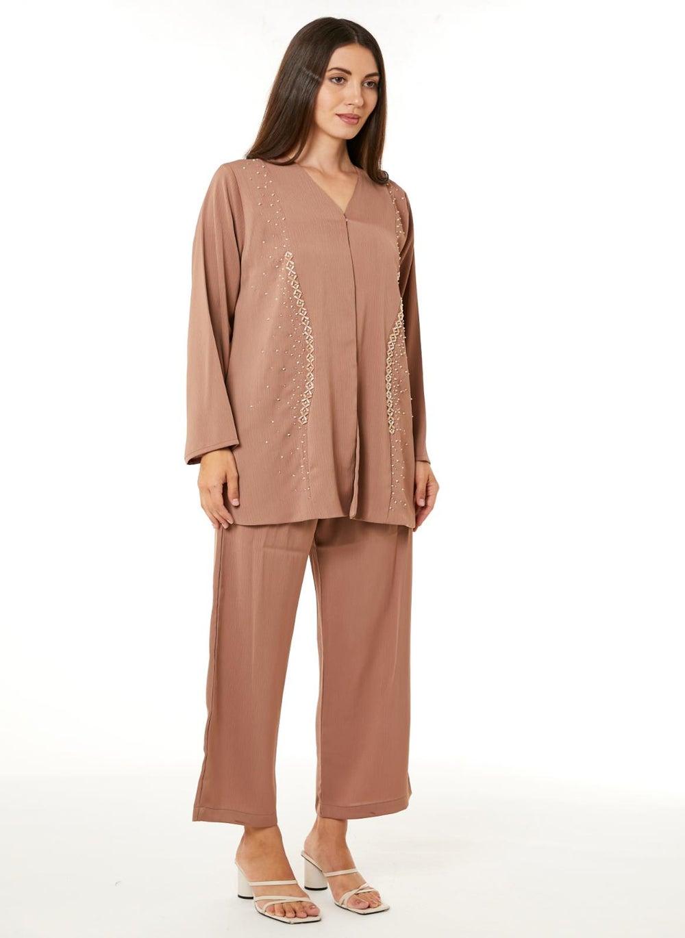 Brown Zoom Travel Set with Embellished Belt Detail - Image 1