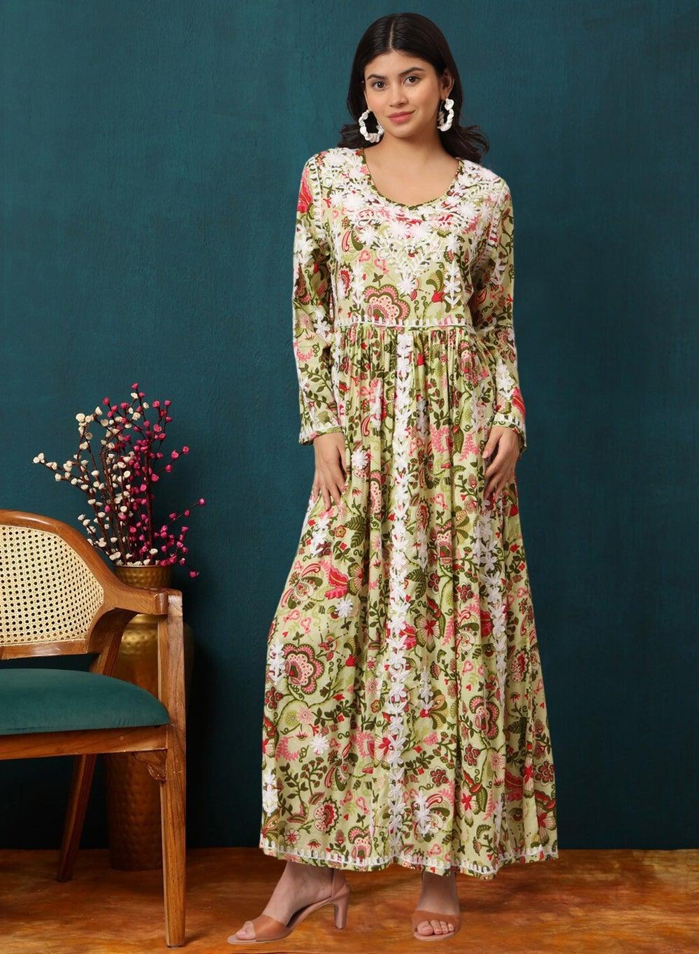 Lucknowi Chikankari Mulmul Cotton Jalabiya AL3936 - Image 1