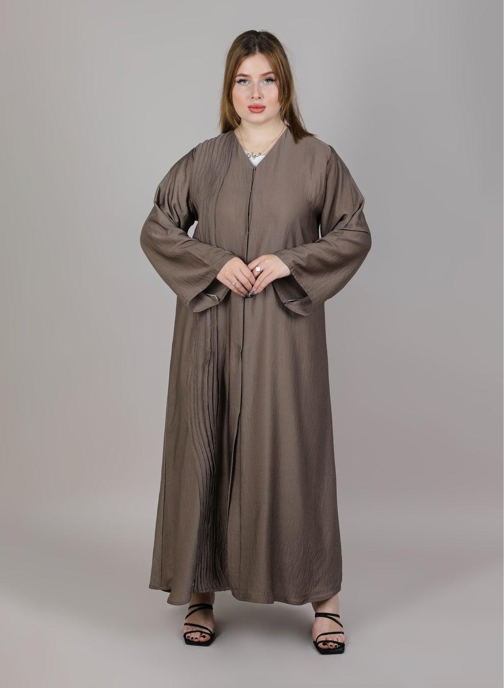 Dubai Front-Pleated Harir Maqsood Abaya with Sheila - Image 1