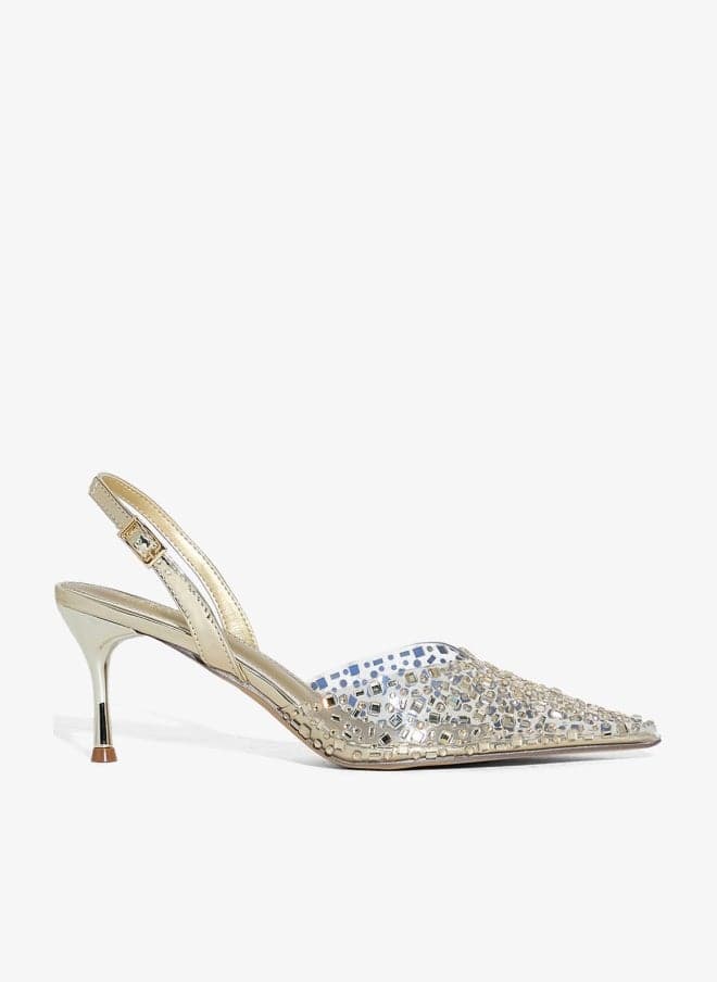 Diamante Clear Pointy Slingback Pump - Image 1