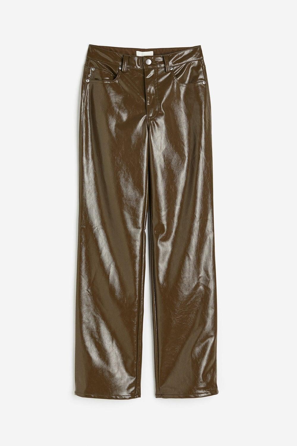 High-Waist Coated Slim-Fit Trousers - Image 1
